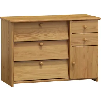 Botník Slevadoma Výklopný botník se skříňkou a zásuvkami masiv borovice LENKA III Barva: Moření olše