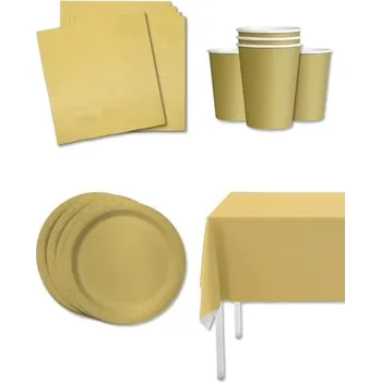 Party dekorace Funiglobal Kits - Sada zlatých party dekorací pro 8 lidí - Plain Colours -