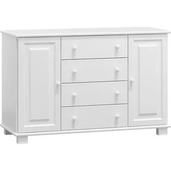 Komoda Slevadoma Komoda masiv borovice se skříňkami a zásuvkami 1-4-1 JARMILA Barva: Barva bílá, Hloubka: 42 cm