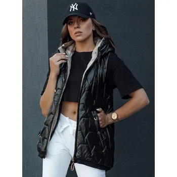 Dámská vesta Dámská prošívaná vesta s kapucí GLITZY černá