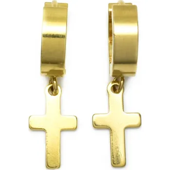 Náušnice Ocelové náušnice kříž Eudoxus - Zlatá