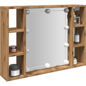 Koupelnový nábytek Zrcadlová skříňka s LED dub artisan 76 x 15 x 55 cm kompozit Hnědá 857002