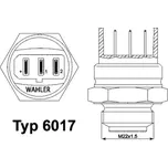 Teplotní spínač, větrák chladiče BorgWarner (Wahler) 6017.95D