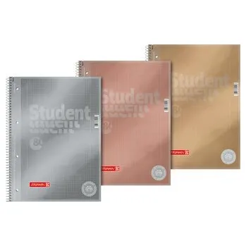 Blok Studentský blok A4 čtverečkovaný, premium kvalita papíru 90g, nepropisují se stránky. Desky metalické, 3 barvy.