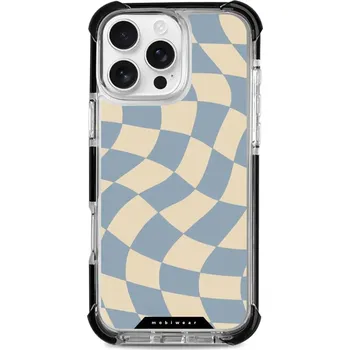 Pouzdro na mobilní telefon Odolný obal Mobiwear MagSafe Elite Bumper - Apple iPhone 16 Pro Max - DA59D Modrá a béžová šachovnice (Odolný kryt, pouzdro, obal Mobiwear Elite Bumper na mobil Apple iPhone 16 Pro Max - DA59D Modrá a béžová šachovnice, materiál Plast + TPU silikon + kov