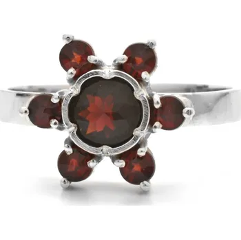 Prsten Stříbrný prsten český granát a almandin Florentina - Rhodiování, 66