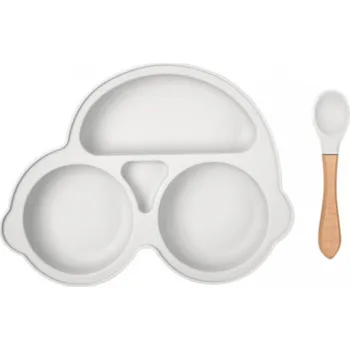 dětská jídelní sada Pupyhou Dětský silikonový talíř Car Barva: Šedá