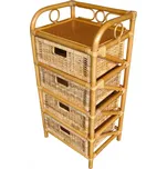 Axin Trading s.r.o. Ratanová komoda 4 zásuvky ratan medová