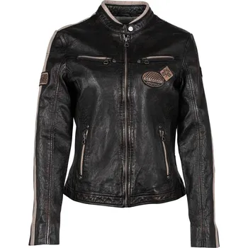 Dámská casual bunda Černá kožená bunda GWLiziya Velikost S