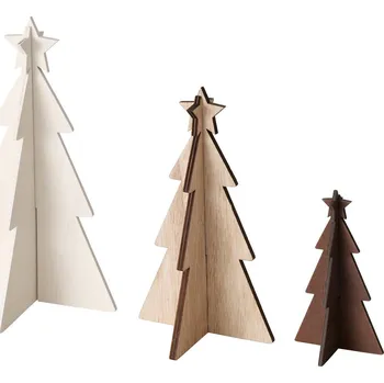 Vánoční dekorace Boltze Xmas Dekorativní vánoční stromky z překližky KARL, 12-25 cm, 3 kusy různých odstínů