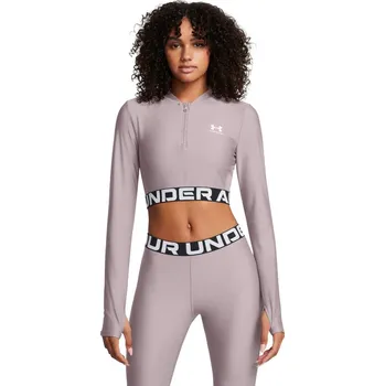 Under Armour Women‘s top HeatGear Rib 1/4 Zip LS Grey L šedá