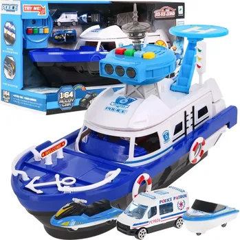 autíčko Interaktivní policejní loď 2v1 s úložným prostorem a světly a zvuky