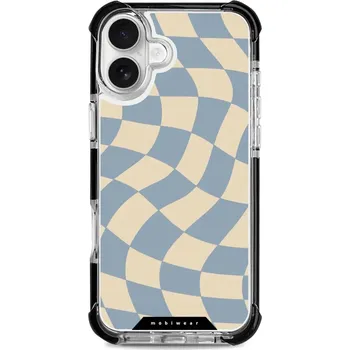 Pouzdro na mobilní telefon Odolný obal Mobiwear MagSafe Elite Bumper - Apple iPhone 16 Plus - DA59D Modrá a béžová šachovnice (Odolný kryt, pouzdro, obal Mobiwear Elite Bumper na mobil Apple iPhone 16 Plus - DA59D Modrá a béžová šachovnice, materiál Plast + TPU silikon + kov -)