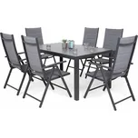 Zahradní jídelní set 7 ks kov / textilen / WPC