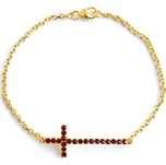 Stříbrný náramek křížek český granát Kylián - Zlacení