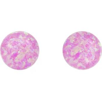 Náušnice Stříbrné náušnice kulička - bílý, modrý a růžový opál, 6 mm Bonnie - Růžová