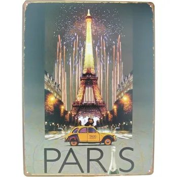 Plechová cedule Plechová cedule - "Paris" 30 x 40 cm (Plechová cedule Eiffel tower Paris)