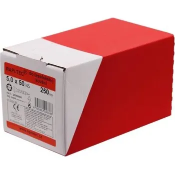 Vrut HPM TEC RAPI-TEC 5,0x50/45 (balení 250 ks) - stavební vruty do tesařského kování, pozink, půlkulatá hlava s osazením, TORX T20