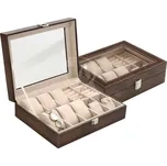 Šperkovnice na hodinky náušnice a prsteny, výběr barev Federika - Hnědá