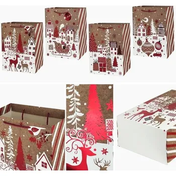 Dárková taška Papírová vánoční dárková taška TORO 23x18x10cm MIX vesnička