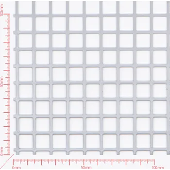 Plech Děrovaný plech; děrování čtvercové řadové; otvor 10mm; rozteč 12mm