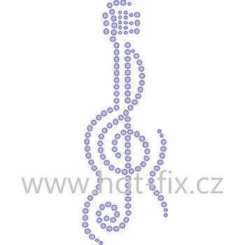 SN001 - hudební motiv nažehlovací hot-fix kamínková aplikace na textil, rozměry cca 4,6x13,0cm barva: polobroušené kameny barva 126 Black diamond /šedá