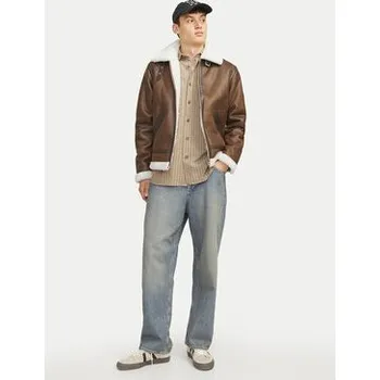 Oblečení a móda Jack & Jones Bunda z imitace kůže Cole Aviator 12261819 Hnědá Regular Fit XL