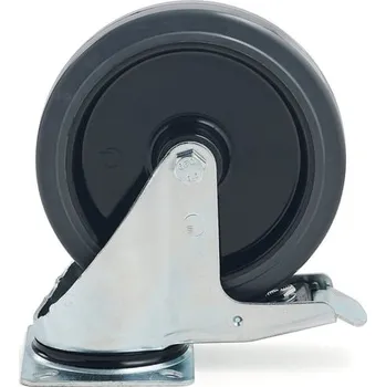 Pojezdové kolečko Otočné kolo s brzdou, 200x46 mm, 400 kg, superelastické gumové