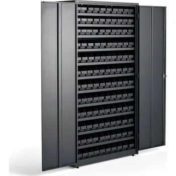 Dílenský regál Skříň s plastovými boxy REACH + SUPPLY, 120 boxů, 1900x1020x500 mm