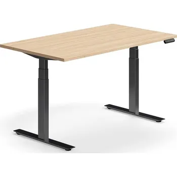 Psací stůl Výškově nastavitelný stůl QBUS, 1400x800 mm, černá podnož, dub