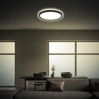 Briloner LED stropní svítidlo Tava, černé, Ø 24 cm, plastové černá matná LED 16 W celkem - Doprava zdarma