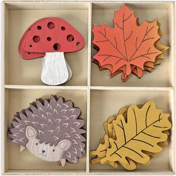 Vánoce Dřevěné výřezy 7cm 16ks - podzim