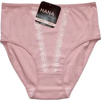 Dámské kalhotky do pasu žebrové s krajkou 38295 růžové