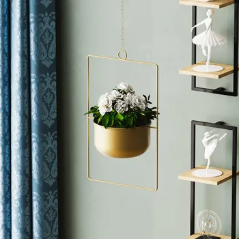 Stojan na květiny ASIR Stojan na květináč PARAPET zlatý závěsný