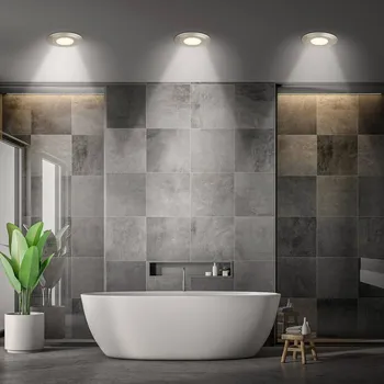 Lampička Briloner Klira vestavné LED svítidlo, matný nikl, Ø 9 cm, IP44, 3 kusy 3 x 4,9 W LED - Doprava zdarma