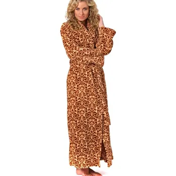 Dámský župan Dámský dlouhý župan se šálovým límcem VICTORIA hnědá - XL