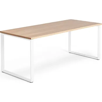 Psací stůl Psací stůl QBUS, O-podnož, 1800x800 mm, bílý rám, dub