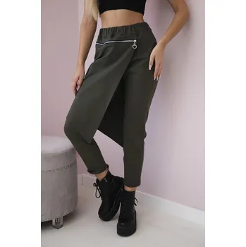 Dámské kalhoty Punto Milano Zimní kalhoty s ozdobným zipem khaki UNI