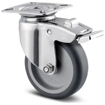 Pojezdové kolečko Agila TENTE Kolečko z nerezové oceli 75mm, s brzdou, plotýnka, 7477PJO075P40