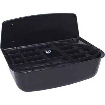 Výlevka Eco produkty Úklidová plastová černá výlevka 48,5 x 34 cm s otvorem pro stojánkovou baterii, přepadem a plastovým roštem, kompletní se sifonem. Pro stojánkovou baterii.
