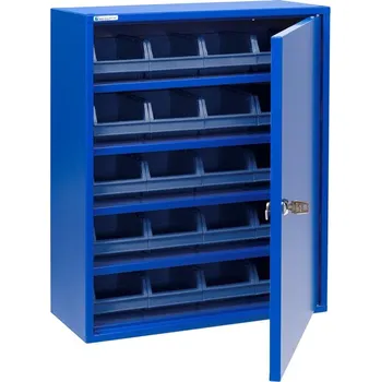 Skříňka na nářadí Kovová skříňka SERVE, s plastovými boxy, modrá
