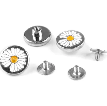 Knoflík Kovový knoflík / riflový šroubovací kopretina velikost 26", barva nikl bílá