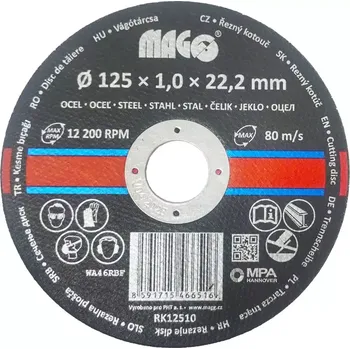 Řezný kotouč MAGG Řezný kotouč na kov 125x1,0x22,2mm