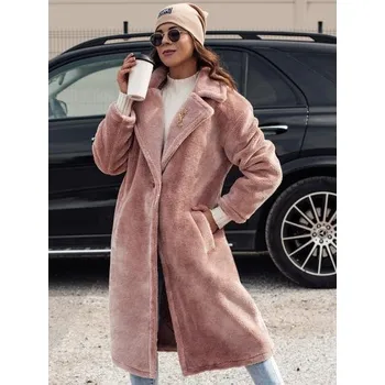 Dámský kabát Dámský zimní kabát GLAMFUR dlouhý kožich růžový