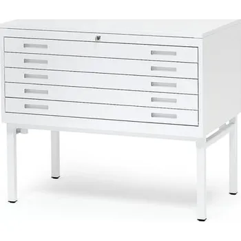 Archivační box Skříň na výkresy SKETCH, 5 zásuvek, A1, plechová vrchní deska, bílá