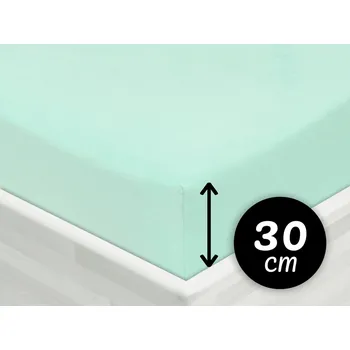 Prostěradlo Jersey napínací prostěradlo na vysokou matraci JR-034 Mintové 200 x 220 - výška 30 cm