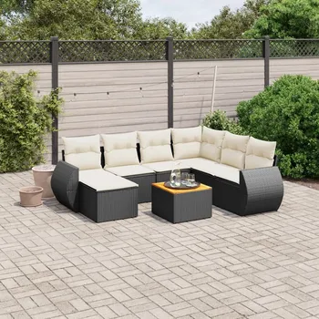 Petrashop 8dílná zahradní sedací souprava s poduškami černá polyratan Černý3225118