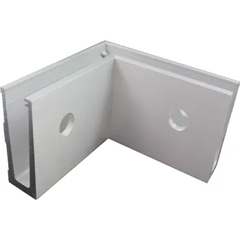 Stavební profil rohový profil - spojka vnitřní s bočním kotvením - hliníkový spoj ke spodní liště skleněného zábradlí