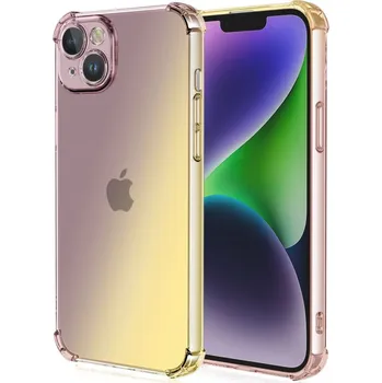 Pouzdro na mobilní telefon Kryt iPhone 15 Shock duhový purpurovo-žlutý (obal neboli pouzdro na iPhone 15)