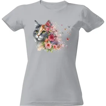 Dámské tričko Tričko s potiskem Flower cat dámské